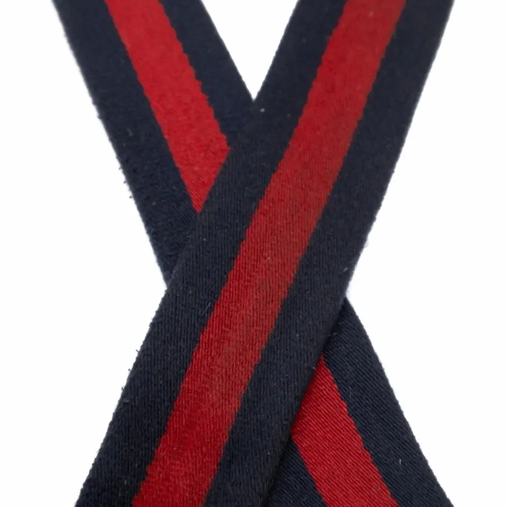 Gucci GG Interlocking Buckle Navy Red Web Striped Canvas / Leather Belt 90•36